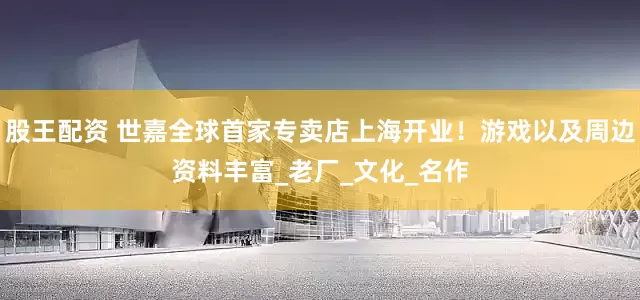 股王配资 世嘉全球首家专卖店上海开业！游戏以及周边资料丰富_老厂_文化_名作