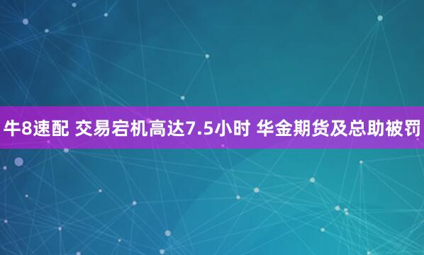 牛8速配 交易宕机高达7.5小时 华金期货及总助被罚