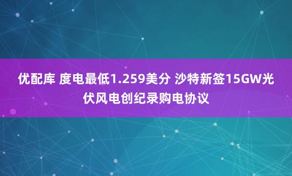 优配库 度电最低1.259美分 沙特新签15GW光伏风电创纪录购电协议