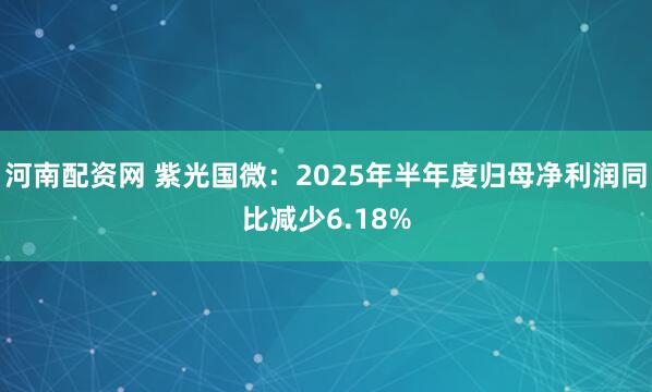 河南配资网 紫光国微：2025年半年度归母净利润同比减少6.18%