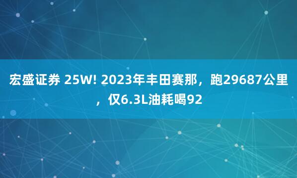 宏盛证券 25W! 2023年丰田赛那，跑29687公里，仅6.3L油耗喝92