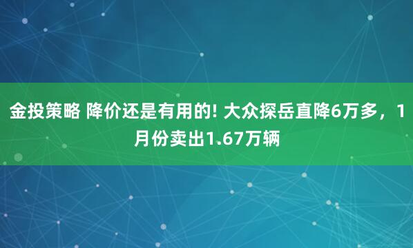 金投策略 降价还是有用的! 大众探岳直降6万多，1月份卖出1.67万辆